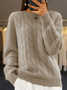 Women Half Turtleneck Cable Knit Sweater Winter Pullover