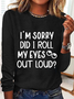 Women's Long Sleeve Blouse Spring/Fall Text Letters Cotton-Blend Crew Neck Daily Going Out Casual Top
