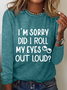 Women's Long Sleeve Blouse Spring/Fall Text Letters Cotton-Blend Crew Neck Daily Going Out Casual Top
