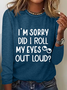 Women's Long Sleeve Blouse Spring/Fall Text Letters Cotton-Blend Crew Neck Daily Going Out Casual Top