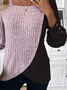 Women's Long Sleeve Tee T-shirt Spring/Fall Plain Buckle Square Neck Daily Going Out Casual Top