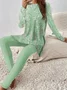 Women's Jersey Abstract Daily Going Out Two Piece Set Long Sleeve Casual Spring/Fall Top With Pants Matching Set