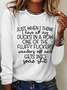 Women's Long Sleeve Blouse Spring/Fall Text Letters Crew Neck Daily Going Out Simple Top