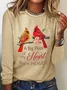 Women's Long Sleeve Blouse Spring/Fall Bird Cotton-Blend Crew Neck Daily Going Out Simple Top