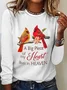 Women's Long Sleeve Blouse Spring/Fall Bird Cotton-Blend Crew Neck Daily Going Out Simple Top