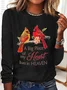 Women's Long Sleeve Blouse Spring/Fall Bird Cotton-Blend Crew Neck Daily Going Out Simple Top