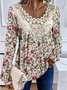 Floral Lace Crew Neck Spring Casual Blouse