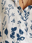 Women's Long Sleeve Shirt Spring/Fall Floral Shirt Collar Daily Going Out Casual Top Blue