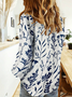 Women's Long Sleeve Shirt Spring/Fall Floral Shirt Collar Daily Going Out Casual Top Blue