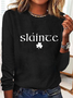 Women's Text Letters Long Sleeve Blouse Spring/Fall Crew Neck Daily Simple Top