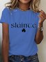 Women's Shamrock Text Letters Short Sleeve Tee T-shirt Crew Neck Casual Summer Top
