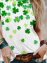 Women's Four-leaf Clover Short Sleeve Tee T-shirt Crew Neck Casual Summer Top