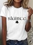 Women's Shamrock Text Letters Short Sleeve Tee T-shirt Crew Neck Casual Summer Top