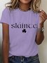 Women's Shamrock Text Letters Short Sleeve Tee T-shirt Crew Neck Casual Summer Top