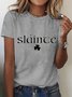 Women's Shamrock Text Letters Short Sleeve Tee T-shirt Crew Neck Casual Summer Top