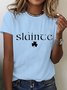 Women's Shamrock Text Letters Short Sleeve Tee T-shirt Crew Neck Casual Summer Top