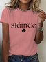 Women's Shamrock Text Letters Short Sleeve Tee T-shirt Crew Neck Casual Summer Top