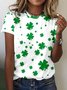 Women's Four-leaf Clover Short Sleeve Tee T-shirt Crew Neck Lace Casual Summer Top