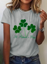 Women's Shamrock Short Sleeve Tee T-shirt Crew Neck Casual Summer Top