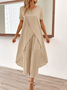 Women's Cross Plain Daily Going Out Two Piece Set Short Sleeve Casual Summer Top With Pants Matching Set