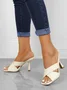 Minimalist Criss-cross Strap Stiletto Heel Mule Sandals