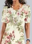 Crew Neck Elegant Floral Loose Garden Party Midi Dress