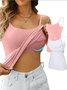 Women's Gallus Camisole Summer Plain Spaghetti Daily Going Out Casual Top White