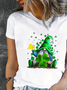 Women's St. Patrick's Day Shamrock Short Sleeve Tee T-shirt Crew Neck Casual Summer Top