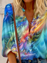 Women's Long Sleeve Shirt Spring/Fall Random Print V Neck Daily Going Out Casual Top
