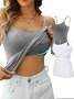 Women's Gallus Camisole Summer Plain Spaghetti Daily Going Out Casual Top White