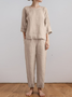 Women's Plain Two-Piece Set Daily Three Quarter Sleeve Casual Spring/Fall Top With Pants Matching Set
