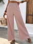 Loose Plain Casual Drawstring Pants