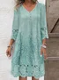 V Neck Casual Jersey Lace Edge Dress