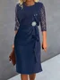 Women's Plain Party Going Out Two Piece Set Three Quarter Sleeve Elegant Spring/Fall Coat With Skirt Matching Set