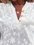 Women's Floral Short Sleeve Blouse_ Summer Embroidery V Neck Daily Simple Top