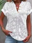 Women's Floral Short Sleeve Blouse_ Summer Embroidery V Neck Daily Simple Top