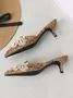 Elegant Imitation Pearl Pointed Toe Kitten Heel Mules