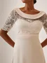 Mother of the groom/bride Boat Neck Satin Lace Elegant Dress