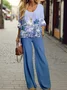 Women's Floral Daily Going Out Two Piece Set Half Sleeve Casual Summer Top With Pants Matching Set