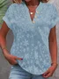 Women's Floral Short Sleeve Blouse_ Summer Embroidery V Neck Daily Simple Top