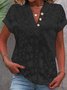 Women's Floral Short Sleeve Blouse_ Summer Embroidery V Neck Daily Simple Top