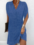 Women's Plain Cap Sleeve Summer Dress V Neck Daily Casual Mini H-Line Dress
