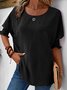 Women Plain Short Sleeve Blouse Summer Crew Neck Daily Casual Top