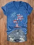 Women's Text Letters Short Sleeve Tee T-shirt V Neck Casual Summer Top