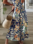 Plus size Loose V Neck Casual Floral Dress