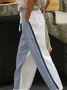 Women's Trousers Straight Pants Daily Going Out Casual Linen Color Block Spring/Fall Pants