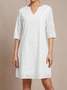 JFN Plain Cotton-blend V Neck Dress