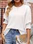 Women Plain Short Sleeve Blouse Summer Crew Neck Daily Casual Top