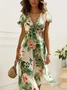 Ruffled Sleeves Elegant Floral Regular Fit Dress