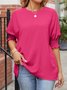 Women Plain Short Sleeve Blouse Summer Crew Neck Daily Casual Top